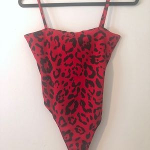 Red Leopard Print Bodysuit